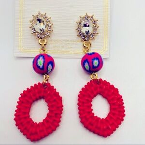 Earrings Crystal and Pink Pierced! CUTE BRAND NEW!